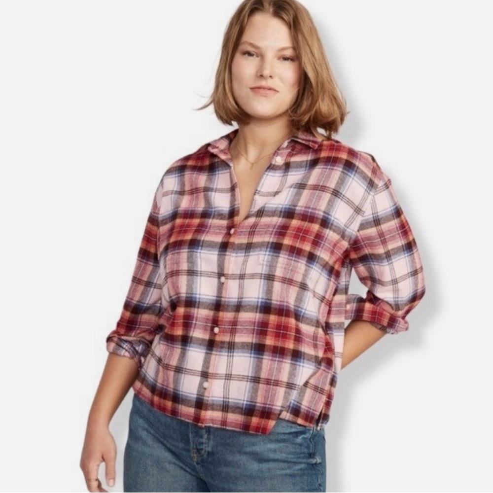 Old Navy Red and pink Plaid Button-Down Shirt